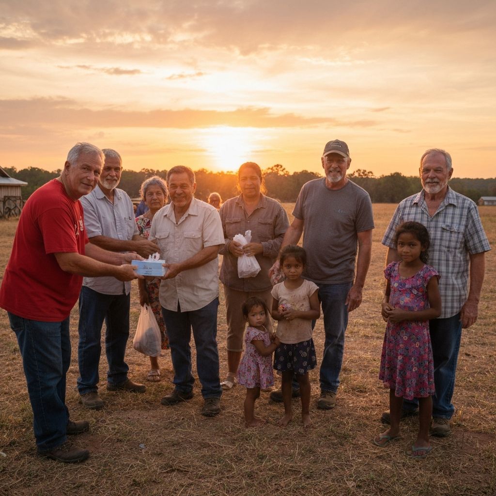 Community members receiving assistance
